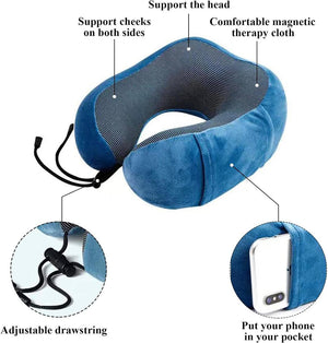 Travel Neck Pillow Memory Foam, Perfect for Car and Airplane Travel - 30 x 24cm